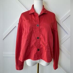 Chino by Anthropologie Coral Oversized Button Front Swing Jacket Size Small